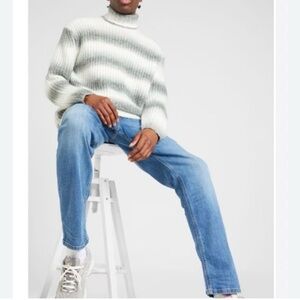 Topman Men’s Gradient Striped Wool Blend Turtleneck Chunky Knit Sweater Size M